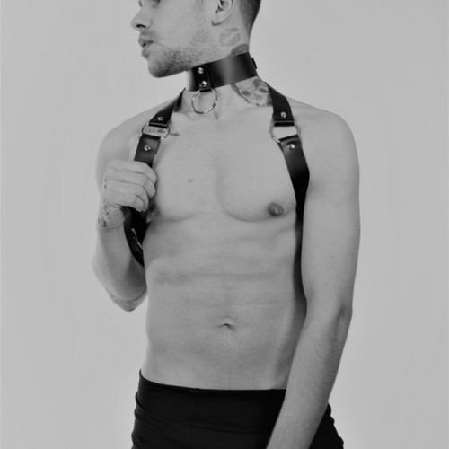 Tasmalı Seksi Deri Erkek Harness - APFTM35