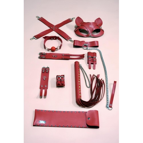 7&apos;li Fantezi Kırbaç Kelepçe Set, Kelepçe Takım, Ayak Kelepçesi, Kedi Maskesi - APFT1309