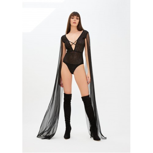 SİYAH YARASA KOL BODYSUIT 4802