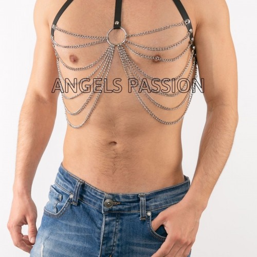 Zincirli Erkek Göğüs Harness - Zincirli Erkek Fantazi Giyim - Gay Zincir Harness - APFTM74