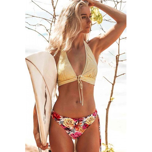 Angelsin Önden Bağlamalı Bikini Takım Çok Renkli