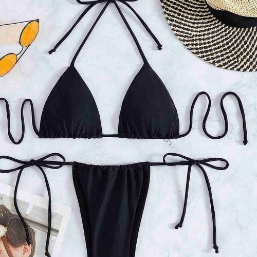 Angelsin Brezilya Model Bağlamalı Bikini Takım Siyah