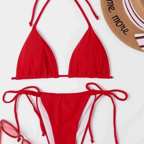 Angelsin Brezilya Model Bağlamalı Bikini Üstü Kırmızı