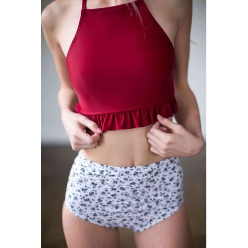 Angelsin Bordo Yüksek Bel Tankini Takım