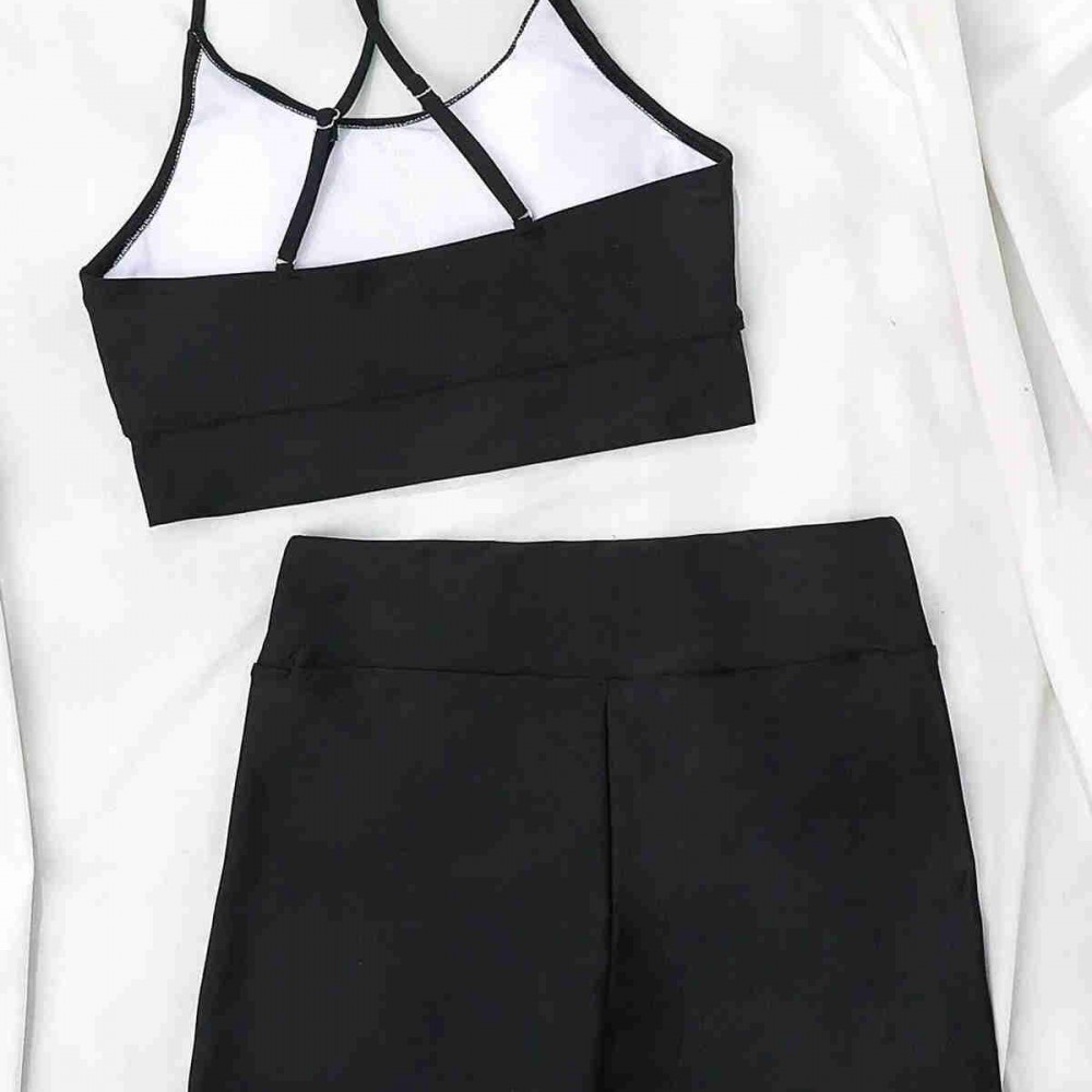Angelsin Deniz Şortlu Sırtı Çapraz Tankini Bikini Takım Siyah Angelsin Deniz Şortlu Sırtı Çapraz Tankini Bikini Takım Siyah