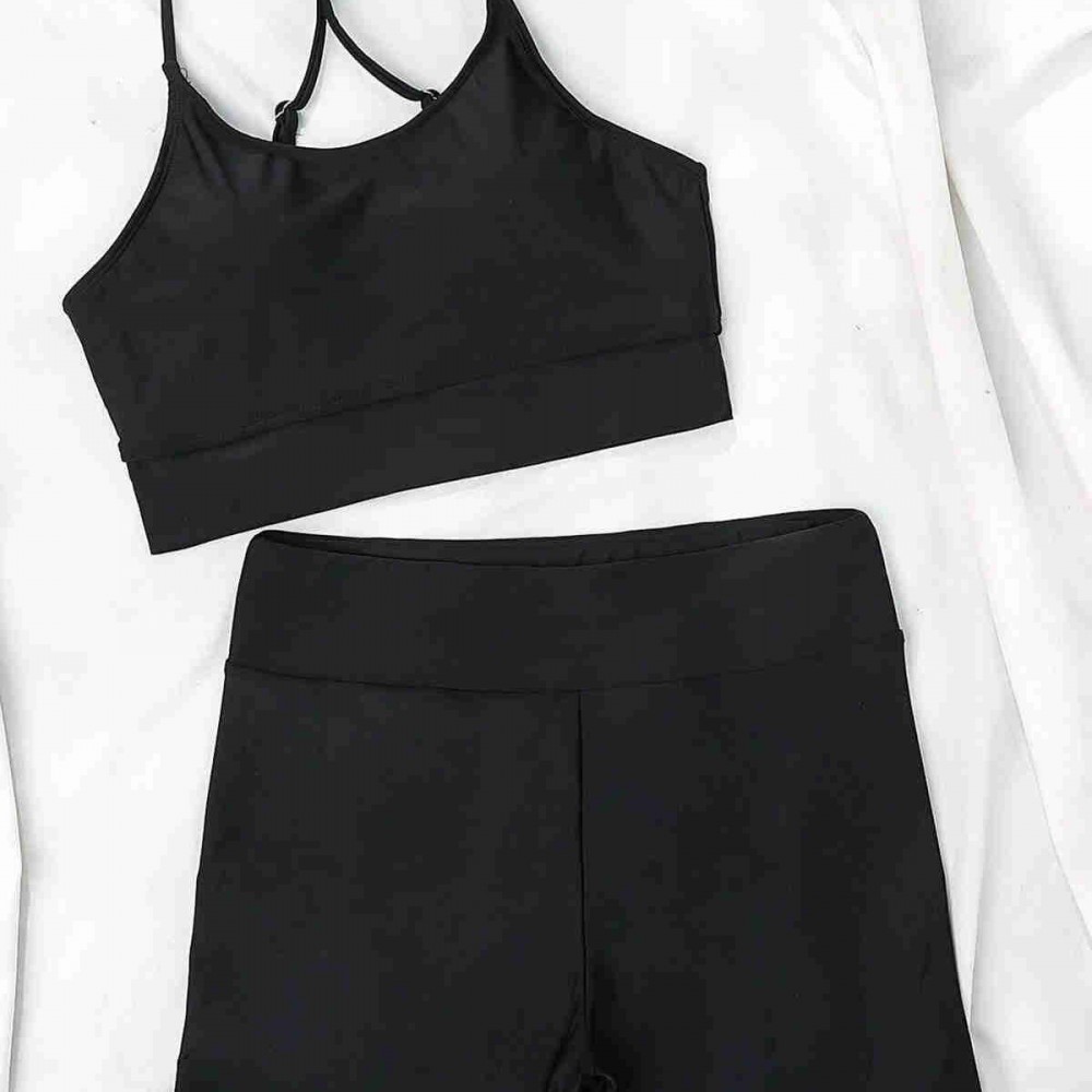 Angelsin Deniz Şortlu Sırtı Çapraz Tankini Bikini Takım Siyah Angelsin Deniz Şortlu Sırtı Çapraz Tankini Bikini Takım Siyah