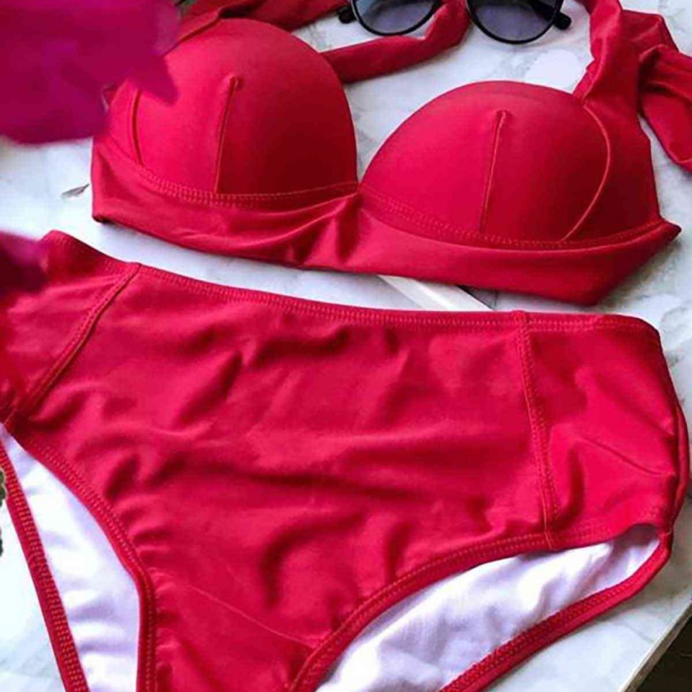 Angelsin Kırmızı Yuksek Bel Bikini Takım