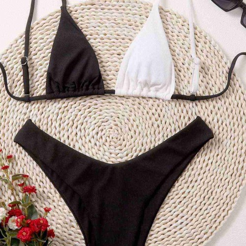 Angelsin Siyah Beyaz Bikini Takım Çok Renkli