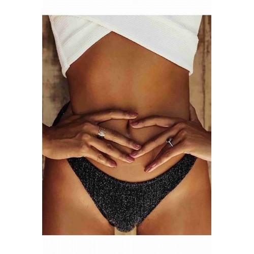 Angelsin Simli Bikini Altı Siyah