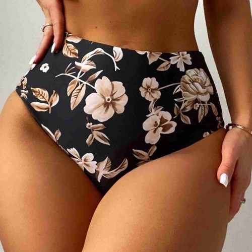 Angelsin Yüksek Bel Baskılı Bikini Altı Siyah