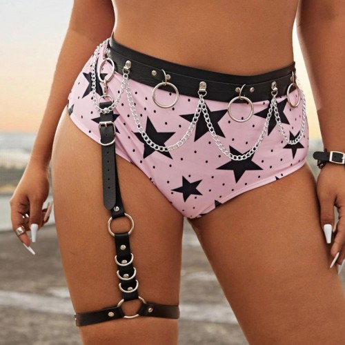 Bel ve Bacak Bağlantılı Zincir Detaylı Şık Bacak Harness - APFT807