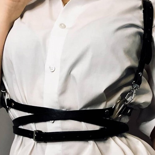 Belden Ayarlı Bağlamalı Deri Korse Kemer Ve Choker Tasma Takım - APFT644