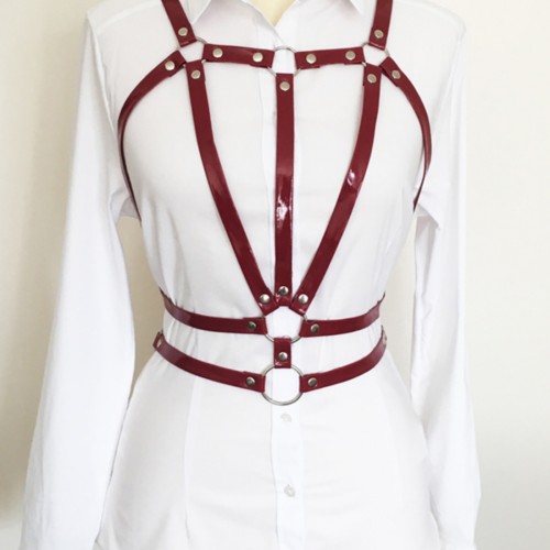 Beli Çift Sıralı Üçgen Deri Harness - APFT114