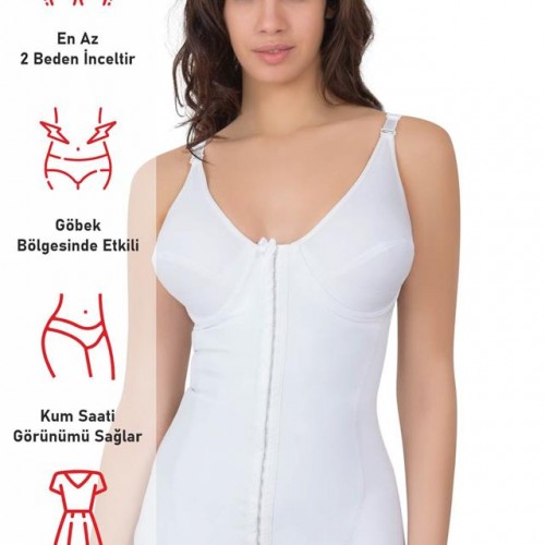 Beyaz Emay 2871 Balenli Agraflı Toparlayıcı Boy Korse