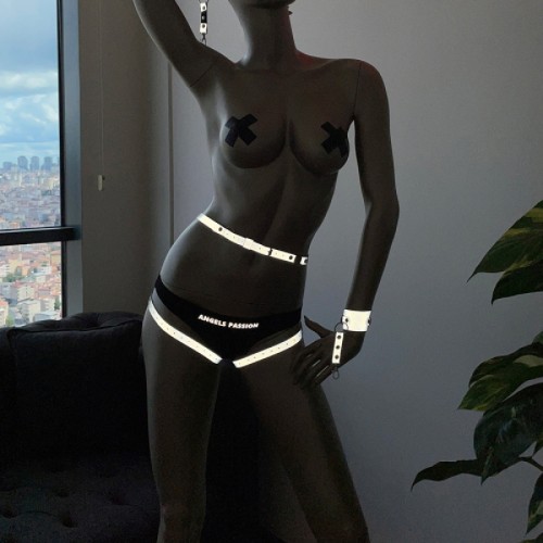 Beyaz Reflektörlü Popo Üzeri Kelepçeli Harness - APFT270