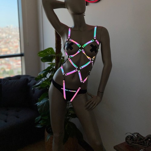 Dansçı Kıyafetleri - Karanlıkta Parlayan Reflektörlü Body Harness