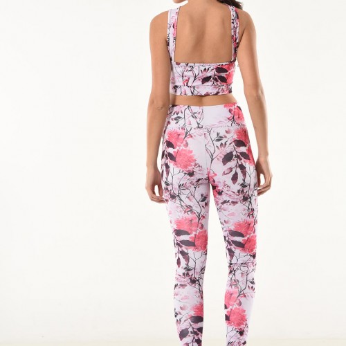 Derya Kurşun Kadın Çiçek Desenli Büstiyer Tayt Takım 530