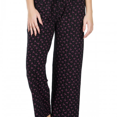 Derya Kurşun Desenli Geniş Paça Pantolon 025-D03