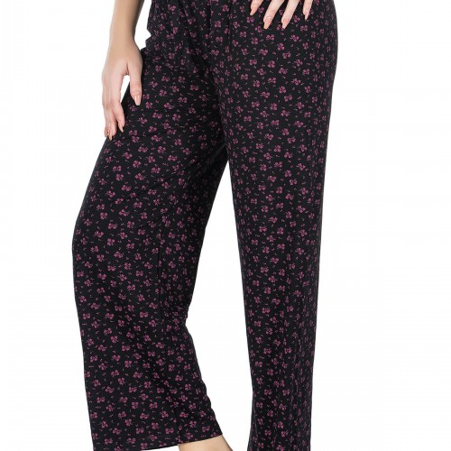 Derya Kurşun Desenli Geniş Paça Pantolon 025-D03
