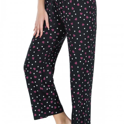 Derya Kurşun Desenli Geniş Paça Pantolon 025-D02