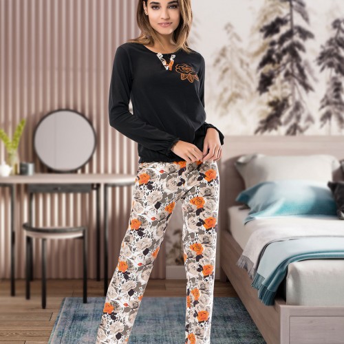 Derya Kurşun Uzun Kol Kadın Pijama Takım 1114