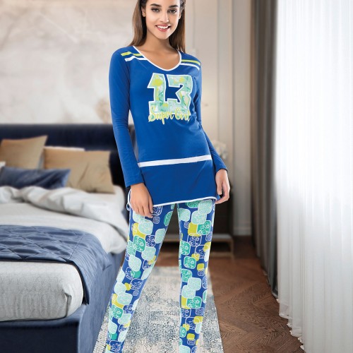 Derya Kurşun Uzun Kol Kadın Pijama Takım 1118