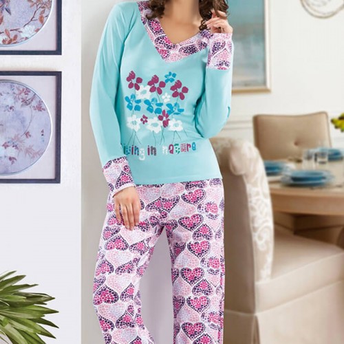Derya Kurşun Uzun Kol Kadın Pijama Takım 761