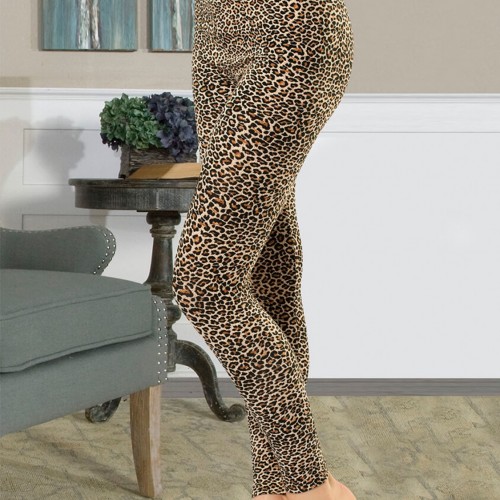 Derya Kurşun Leopar Uzun Kadın Tayt 434