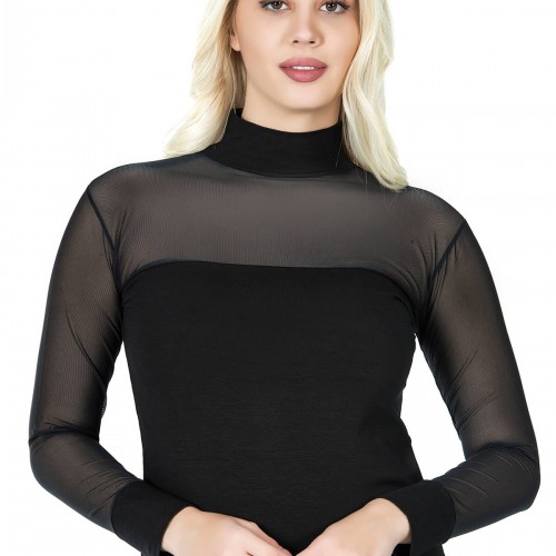 Derya Kurşun Balıkçı Yaka Transparan Kadın Tişört 296