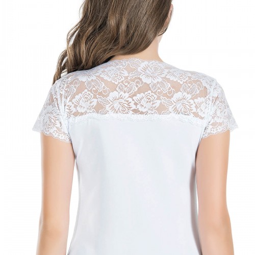 Derya Kurşun Dantel Yaka Yarım Kol Kadın Tişört 232