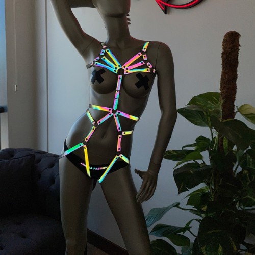 Direk Dans Kıyafetleri - Şık Reflektörlü Body Harness
