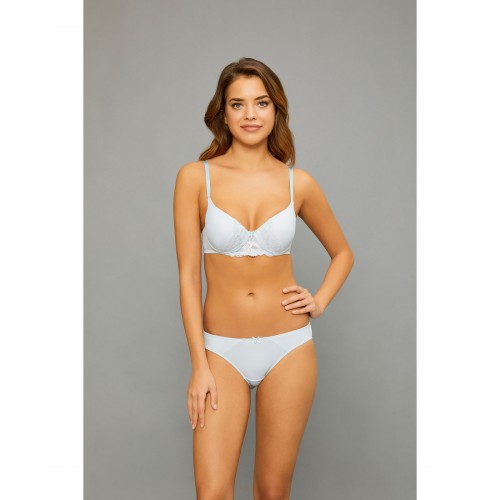 Dolgulu Dantelli Sütyen Takım Açık Mavi