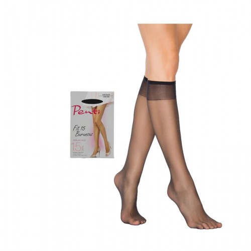 Fit 15 Burunsuz Parlak Kadın Pantolon Diz Altı Çorabı Siyah