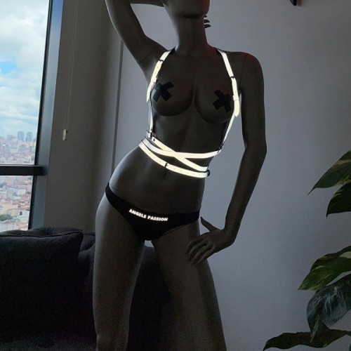 Kadın Fantazi İç Giyim Modelleri Rekflektörlü Harness - APFT198