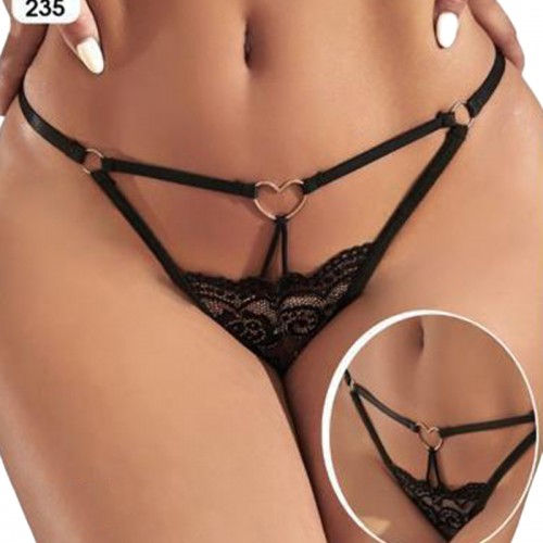 Kadın Fantezi İç Giyim Tanga Külot Perfect Fall D235 Siyah