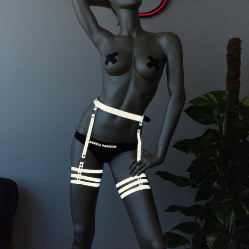 Karanlıkta Işıkla Parlayan Özel Bacak Harness Beyaz Reflektörlü - APFT358