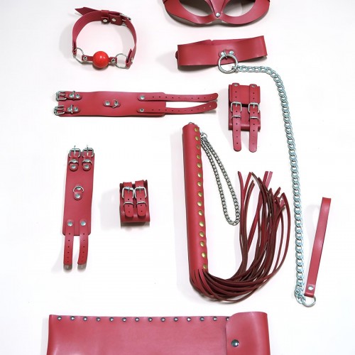 Kırbaç Kelepçe Set, 6&apos;ı Set, Ayak - El Kelepçesi, Maske, Ağız Topu - APFT1308