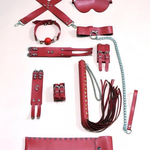 Kırbaç Kelepçe Set, 7&apos;li Takım, Ayak - El Kelepçesi, Maske, Ağız Topu - APFT1311
