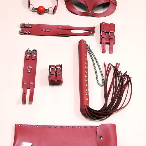 Kırbaç Kelepçe Set, 5&apos;li Set, El - Ayak Kelepçesi, Maske, Ağız Topu - APFT1307