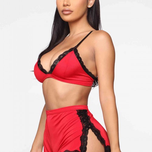 Merry See Seksi Sütyen Külot Takım Kırmızı