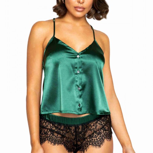 Merry See Dantelli Saten Şort Yeşil