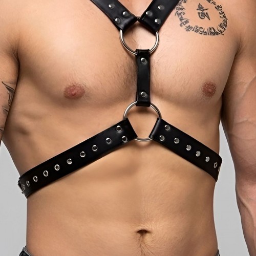 Perçin Detaylı Erkek Göğüs Harness, Sert Görünümlü Şık Erkek Fantazi Giyim - APFTM179