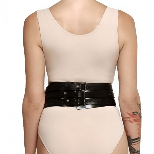 Perçin Detaylı Şık Deri Korse, Seksi Korse Harness - APFT905