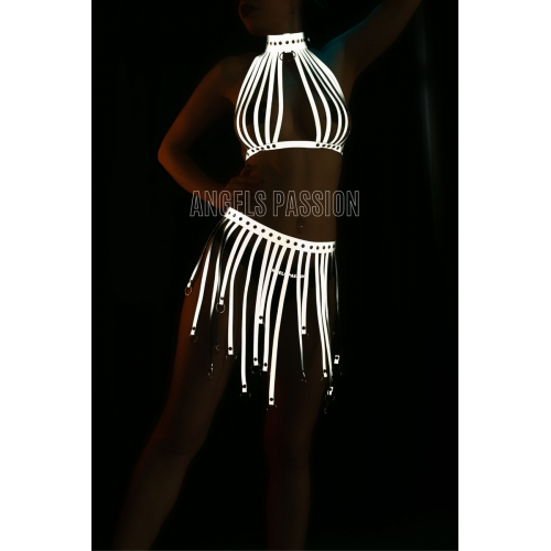 Püsküllü Reflektörlü Seksi Etek Büstiyer Takım - APFT584