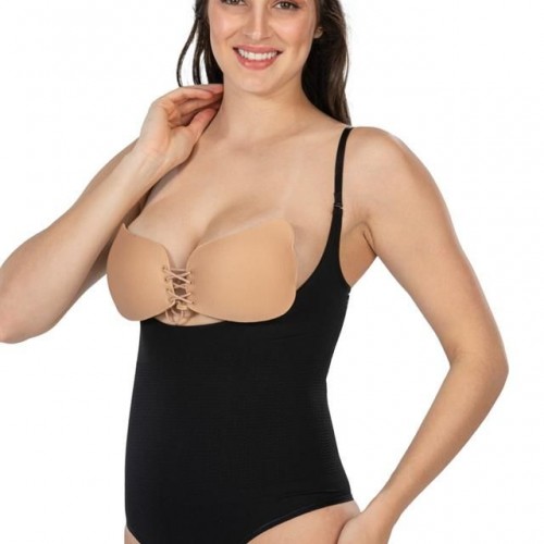Siyah Emay 2076 Göğüsü Açık String Body Korse