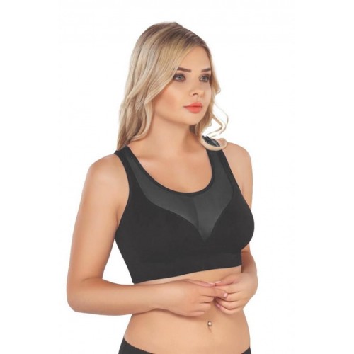 Siyah Emay 4028 Seamless Tül Toparlayıcı Sütyen Korse