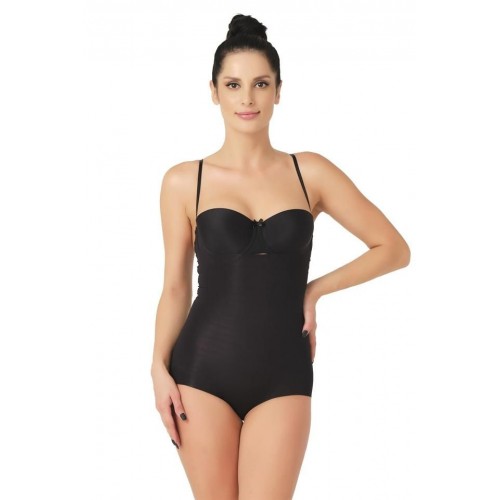 Siyah Emay 2723 Lazer Kesim Göğsü Açık Slip Korse