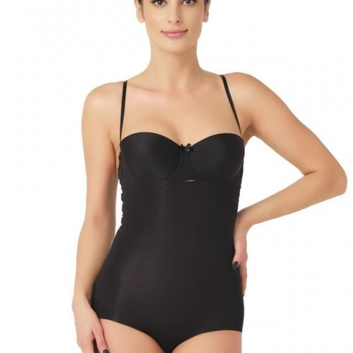 Siyah Emay 2723 Lazer Kesim Göğsü Açık Slip Korse