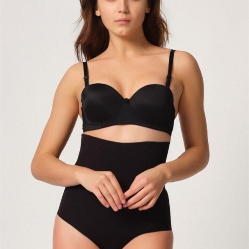 Siyah Emay 2708 Lazer Yüksek Bel Kesim Slip Korse