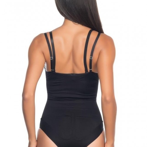 Siyah Emay 2073 İnce Göğüsü Açık Desenli Body Korse